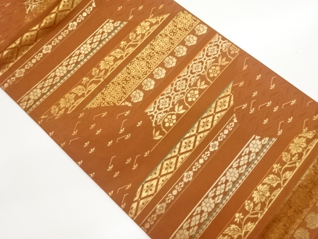 JAPANESE HIRAKI NAGOYA OBI / WOVEN FLOWERS